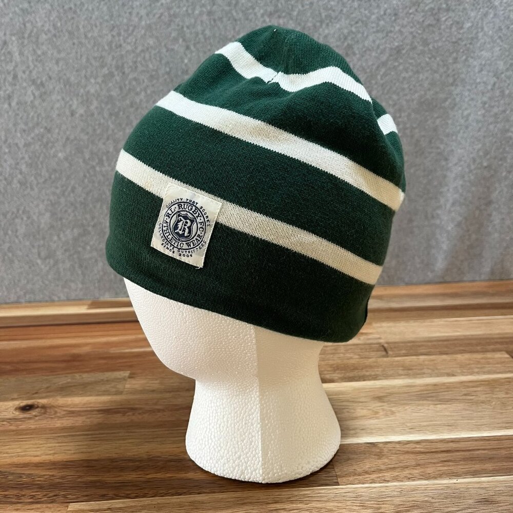 Ralph Lauren RL Rugby Athletic Wear Beanie Hat Striped Green Youth Child Cotton